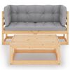 vidaXL 3 Piece Garden Lounge Set with Cushions Solid Pinewood