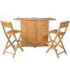 vidaXL 3 Piece Bistro Set with Folding Chairs Solid Teak Wood