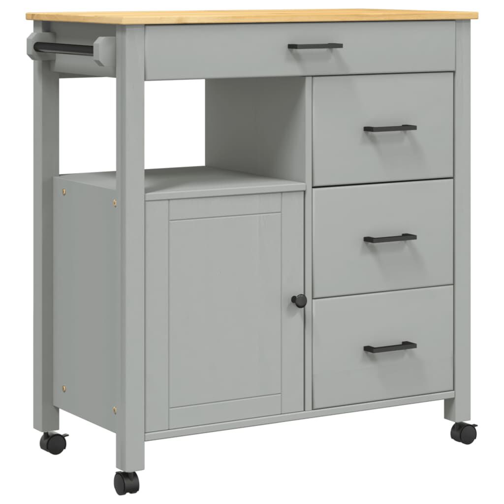 vidaXL Kitchen Trolley MONZA 84x40x90 cm Solid Wood Pine