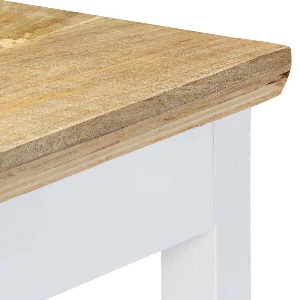 vidaXL Console Table White and Brown 110x35x75 cm Solid Mango Wood