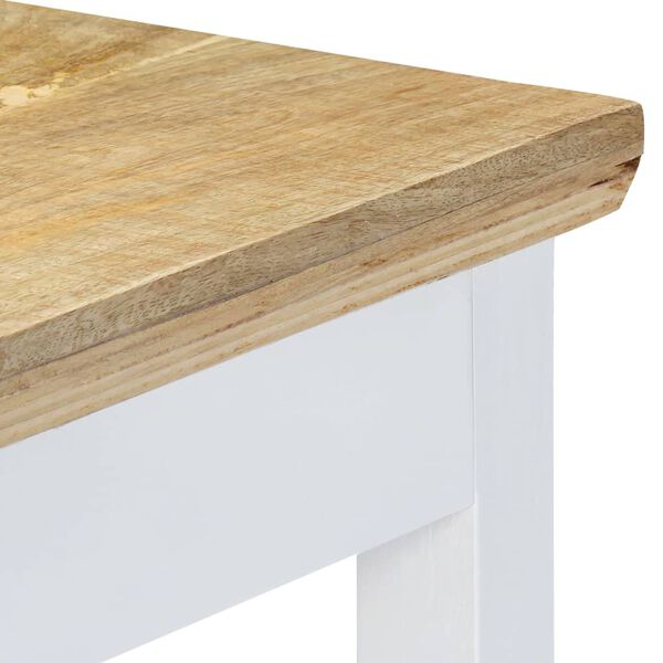 vidaXL Console Table White and Brown 110x35x75 cm Solid Mango Wood