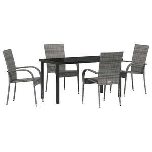 vidaXL Garden Dining Set 5 pcs Grey Powder-Coated Steel