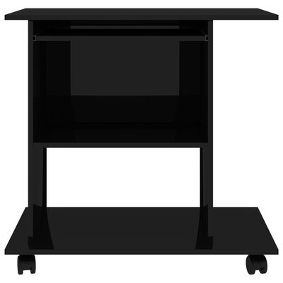 vidaXL Computer Desk High Gloss Black 80x50x75 cm Engineered Wood