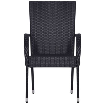vidaXL 7 Piece Garden Dining Set Poly Rattan Black