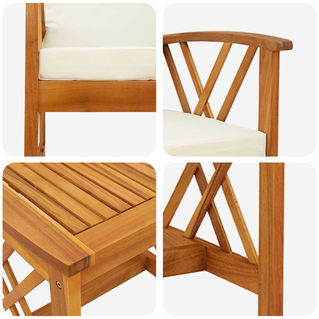 vidaXL 3 Piece Garden Lounge Set with Cushions Solid Acacia Wood
