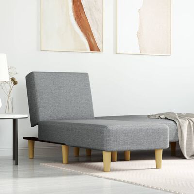 vidaXL Chaise Longue Light Grey Fabric