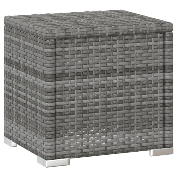 vidaXL Sun Lounger with Cushion and Tea Table Poly Rattan Grey