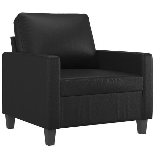 vidaXL Sofa Chair with Footstool Black 60 cm Faux Leather