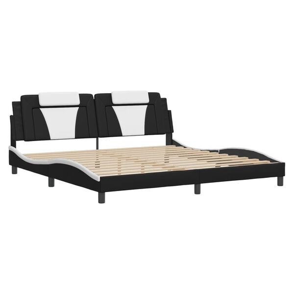 vidaXL Bed Frame "Viana" with LED without Mattress Black and White 193x203 cm