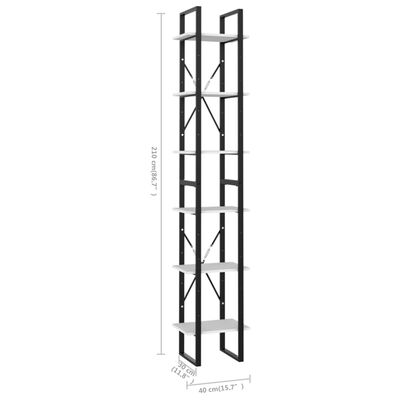 vidaXL 6-Tier Book Cabinet White 40x30x210 cm Engineered Wood