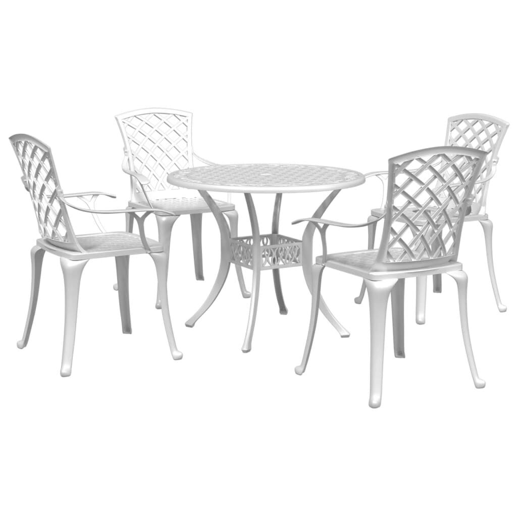 vidaXL 5 Piece Garden Dining Set White Cast Aluminium