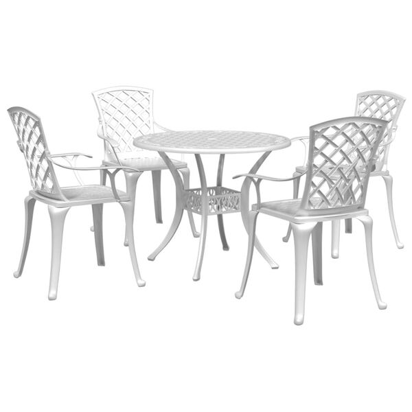 vidaXL 5 Piece Garden Dining Set White Cast Aluminium