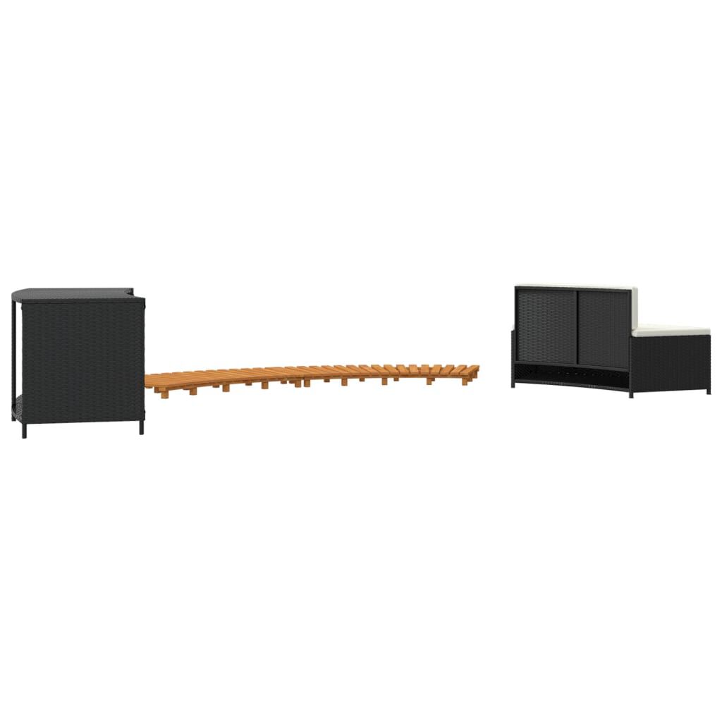 vidaXL Hot Tub Surround Black Poly Rattan and Solid Wood Acacia