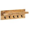 vidaXL Wall Mounted Coat Rack 60x15x20 cm Solid Rough Mango Wood