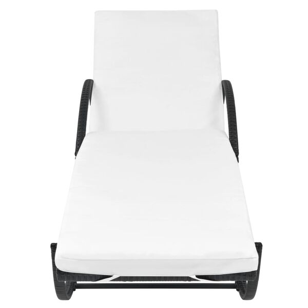 vidaXL Sun Loungers 2 pcs with Table Poly Rattan Black (42884+42886)
