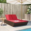 vidaXL Double Sun Lounger with Cushions Brown Poly Rattan