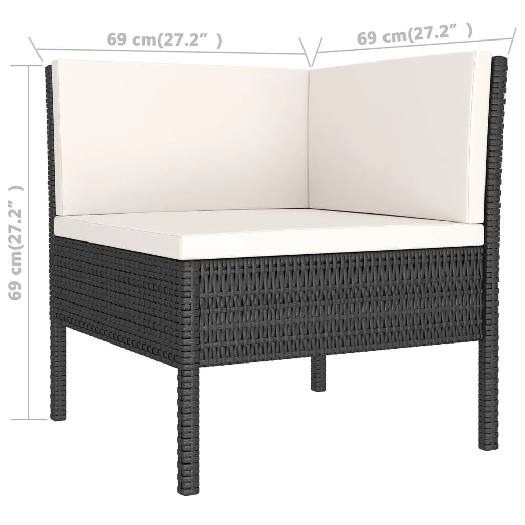 vidaXL 11 Piece Garden Lounge Set with Cushions Poly Rattan Black