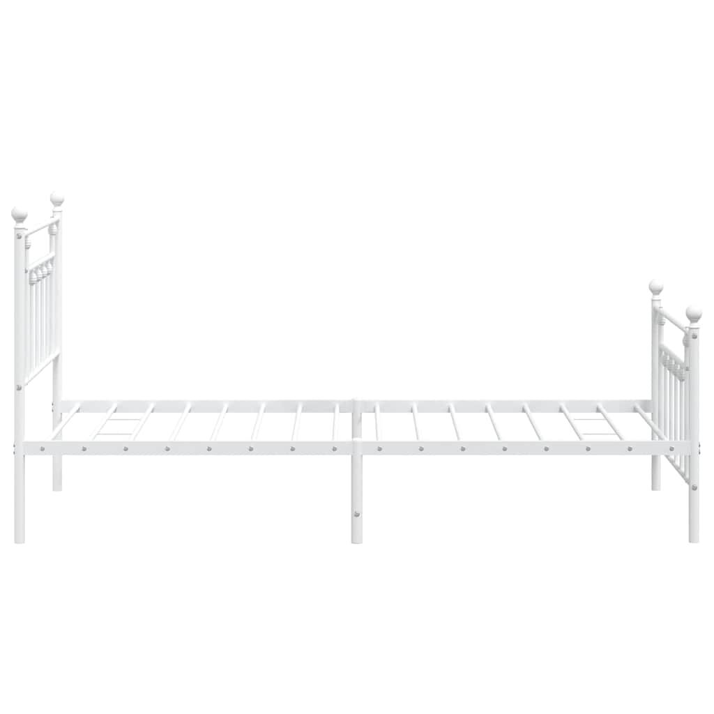 vidaXL Metal Bed Frame without Mattress with Footboard White 100x190cm