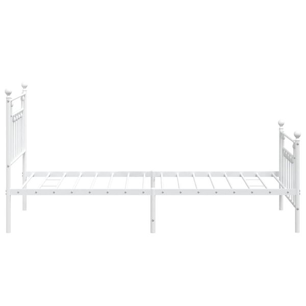 vidaXL Metal Bed Frame without Mattress with Footboard White 100x190cm