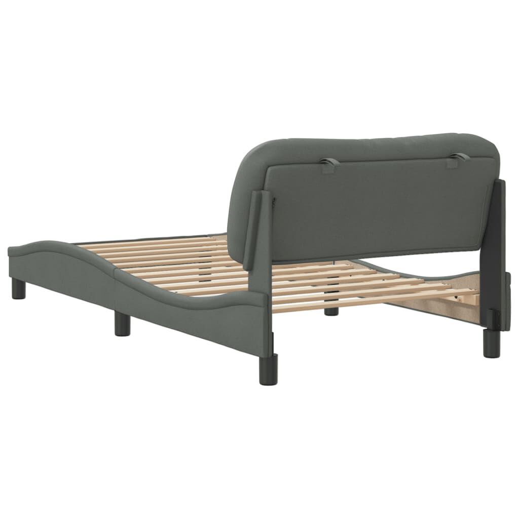 vidaXL Bed Frame without Mattress Dark Grey 100x190 cm Fabric