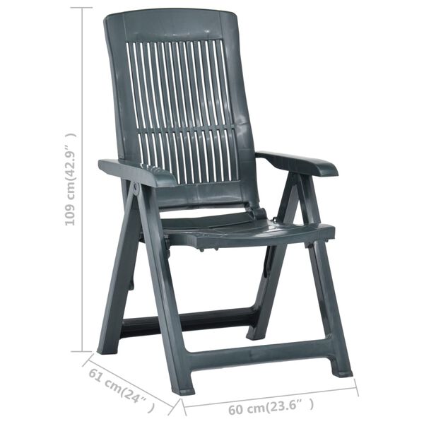 vidaXL Garden Reclining Chairs 2 pcs Plastic Green