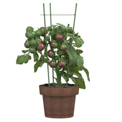 vidaXL Garden Plant Supports with 3 Rings 5 pcs Green 45 cm Steel