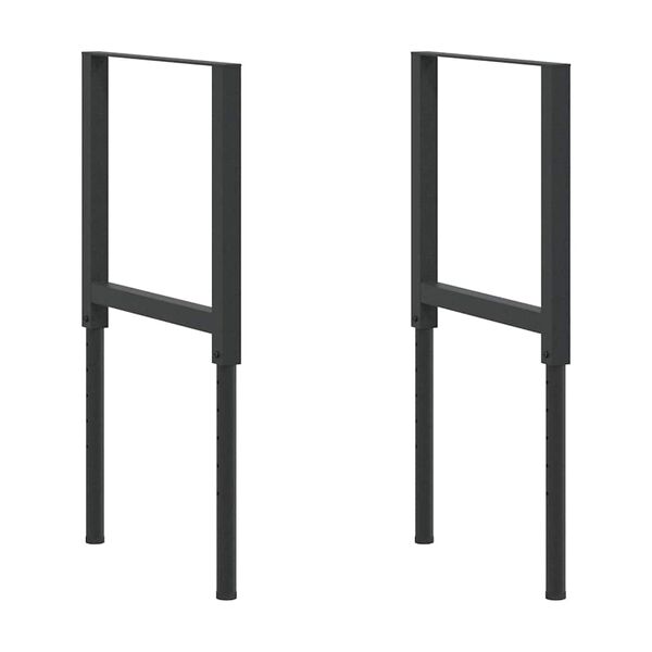 vidaXL Adjustable Work Bench Frames 2 pcs Metal 55x(69-95.5) cm Black