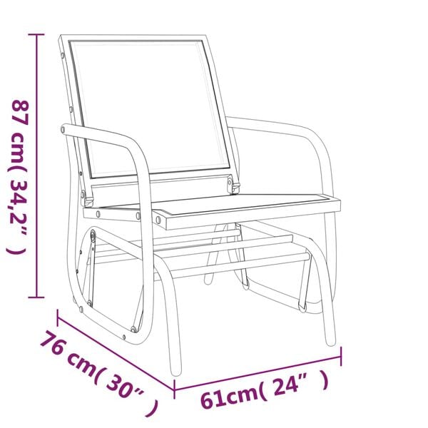 vidaXL Garden Glider Chair Black 61x76x87 cm Textilene&Steel
