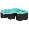 vidaXL Garden Sofa Set with Cushion Manual 9 pcs Black Poly Rattan
