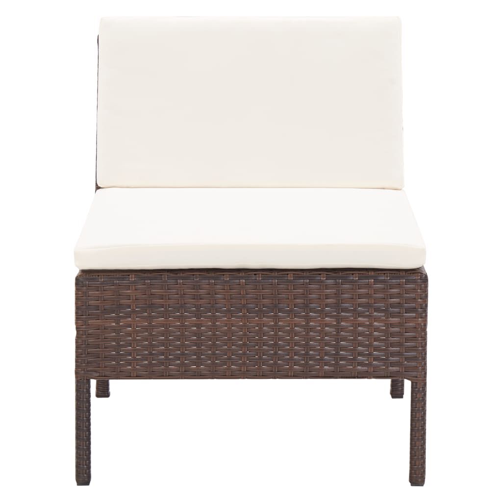 vidaXL 3 Piece Garden Lounge Set with Cushions Poly Rattan Brown