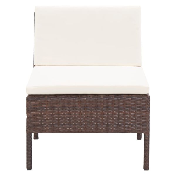 vidaXL 3 Piece Garden Lounge Set with Cushions Poly Rattan Brown