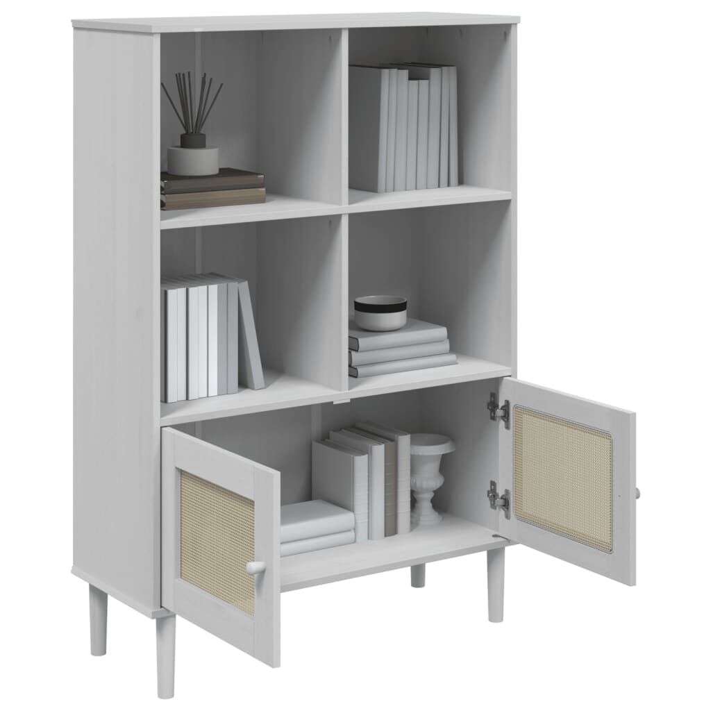 vidaXL Bookcase SENJA Rattan Look White 90x35x130 cm Solid Wood Pine