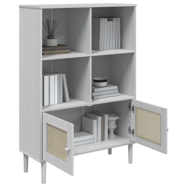 vidaXL Bookcase SENJA Rattan Look White 90x35x130 cm Solid Wood Pine