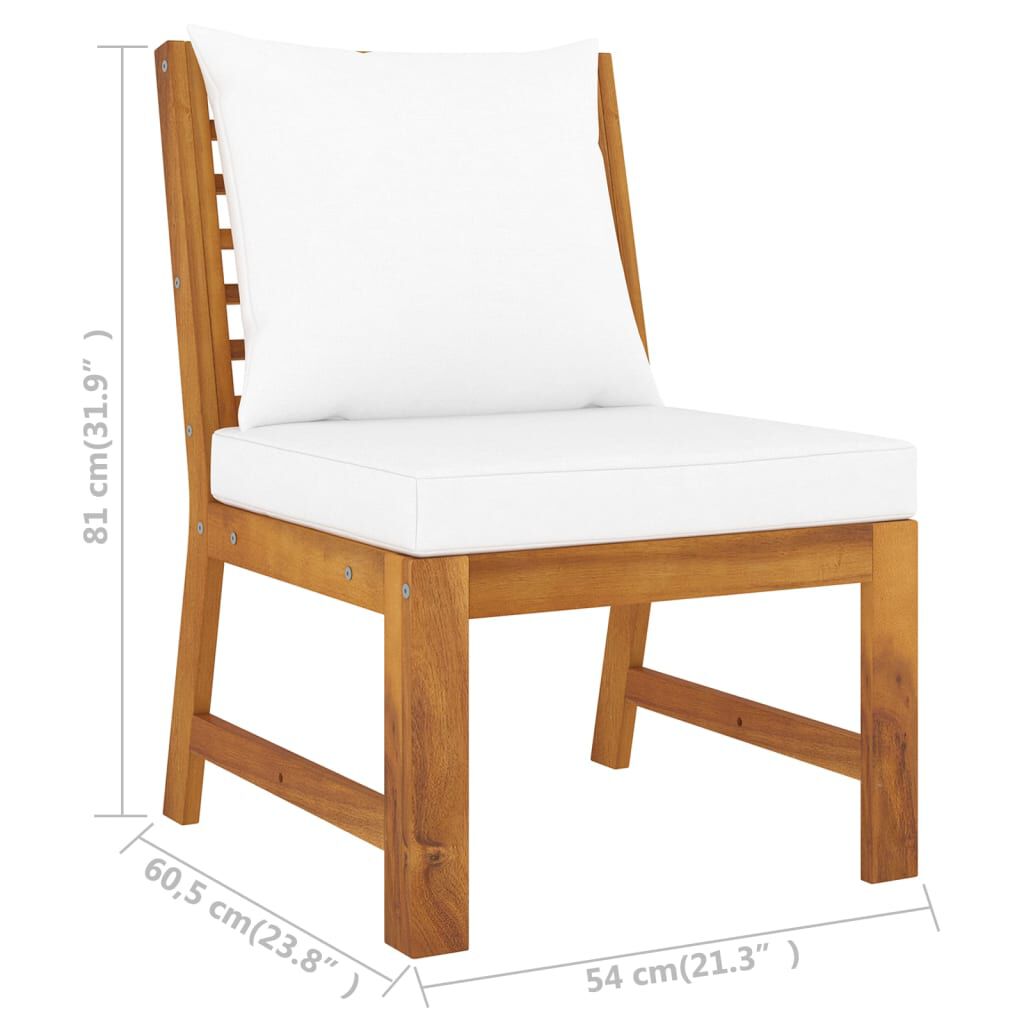 vidaXL 4 Piece Garden Lounge Set with Cushion Cream Solid Acacia Wood