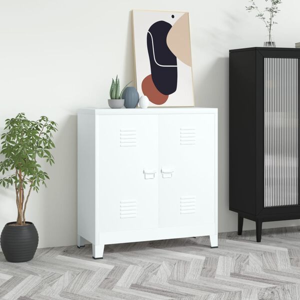 vidaXL Industrial Storage Chest White Steel