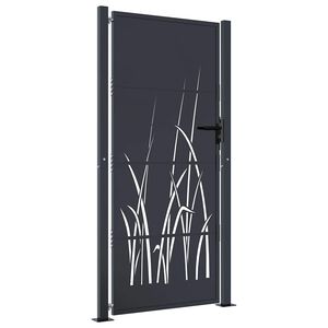 vidaXL Garden Gate Anthracite 100x175 cm Steel Grass Design