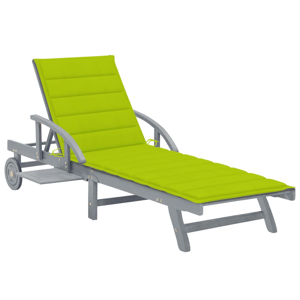 vidaXL Garden Sun Lounger with Cushion Solid Acacia Wood