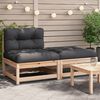 vidaXL Garden Sofa Armless with Cushions and Footstool
