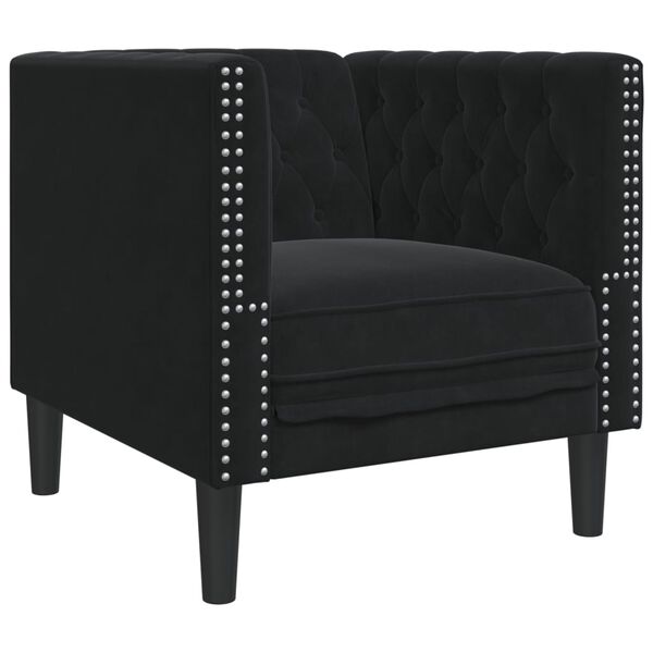 vidaXL Chesterfield Sofa Chair Black Velvet