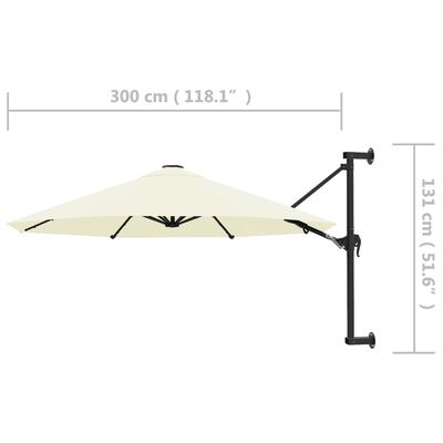 vidaXL Wall-Mounted Parasol with Metal Pole 300 cm Sand