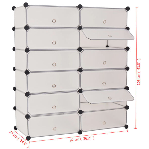 vidaXL Interlocking Shoe Organiser with 12 Compartments White