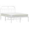 vidaXL Metal Bed Frame without Mattress with Headboard White 135x190cm