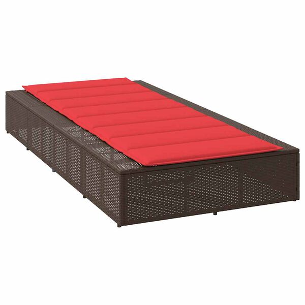 vidaXL Sunbed with Floating Cushion Brown Poly Rattan