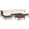 vidaXL 7 Piece Garden Lounge Set with Cushions Poly Rattan Brown