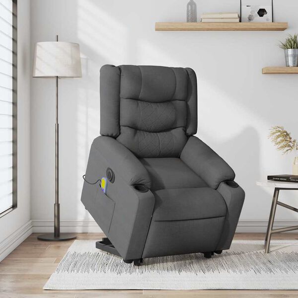 vidaXL Electric Stand up Massage Recliner Chair Dark Grey Fabric