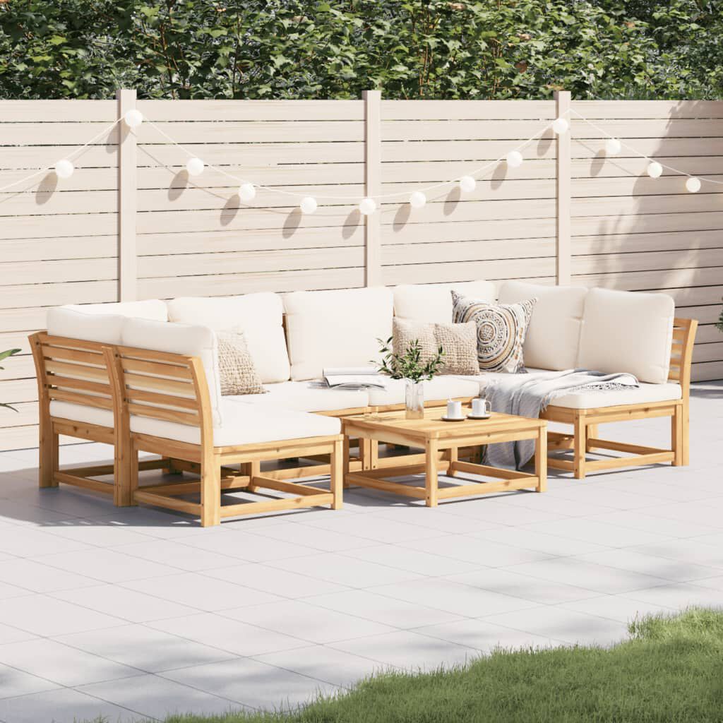 vidaXL 7 Piece Garden Lounge Set with Cushions Solid Wood Acacia