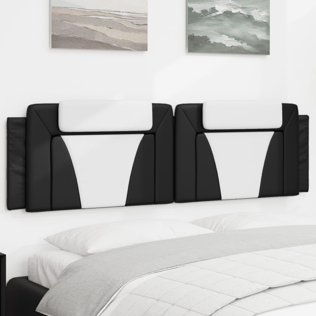 vidaXL Headboard Cushion "Viana" Black and White 183 cm King Faux Leather