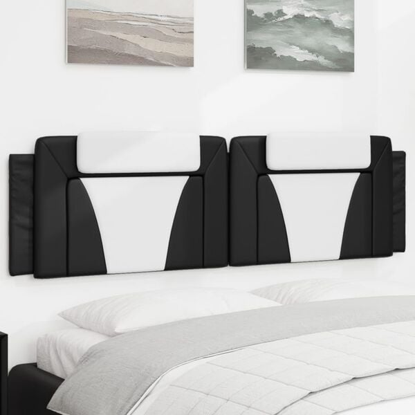 vidaXL Headboard Cushion "Viana" Black and White 183 cm King Faux Leather