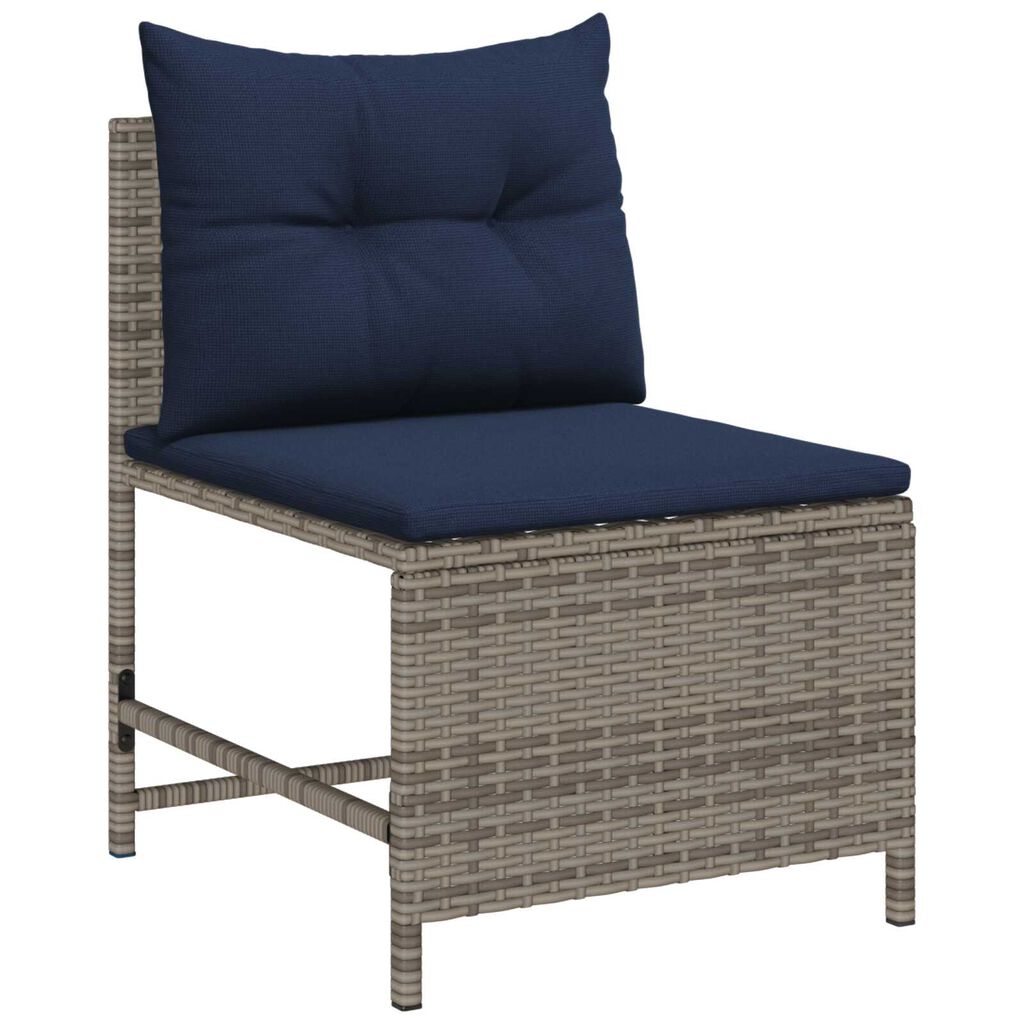 vidaXL Outdoor Sofa Set Grey and navy blue Rattan with metal frame