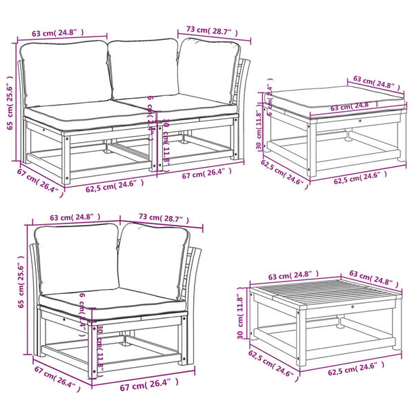 vidaXL 10 Piece Garden Lounge Set with Cushions Solid Wood Acacia